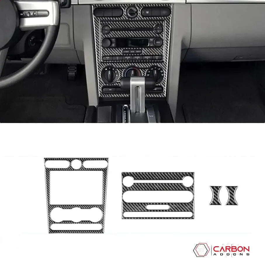 [4pcs] Real Carbon Fiber Infotainment Radio Trim Overlay | Mustang 2005-2009