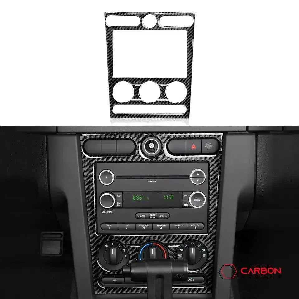 [4pcs] Real Carbon Fiber Infotainment Radio Trim Overlay | Mustang 2005-2009