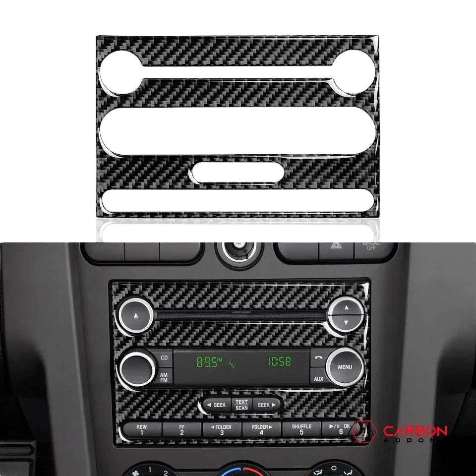 [4pcs] Real Carbon Fiber Infotainment Radio Trim Overlay | Mustang 2005-2009