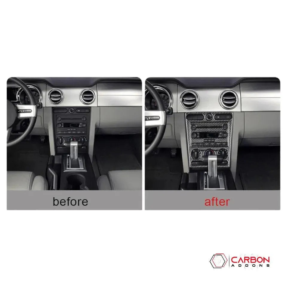 [4pcs] Real Carbon Fiber Infotainment Radio Trim Overlay | Mustang 2005-2009