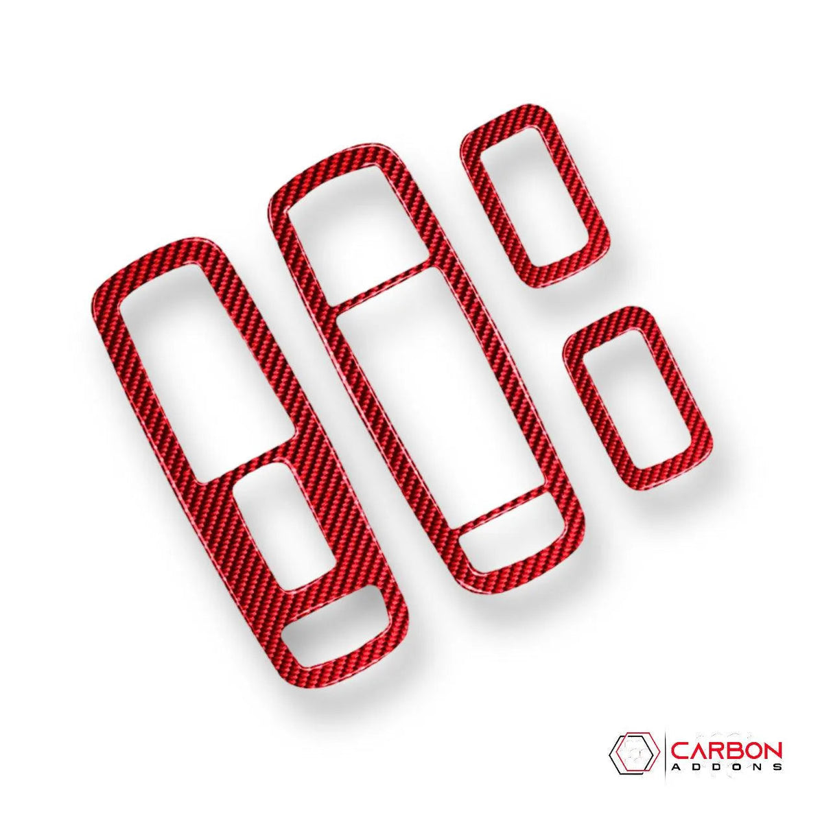 [4pcs] Real Carbon Fiber Window Switch Trim Overlay for 2011+ Dodge Durango