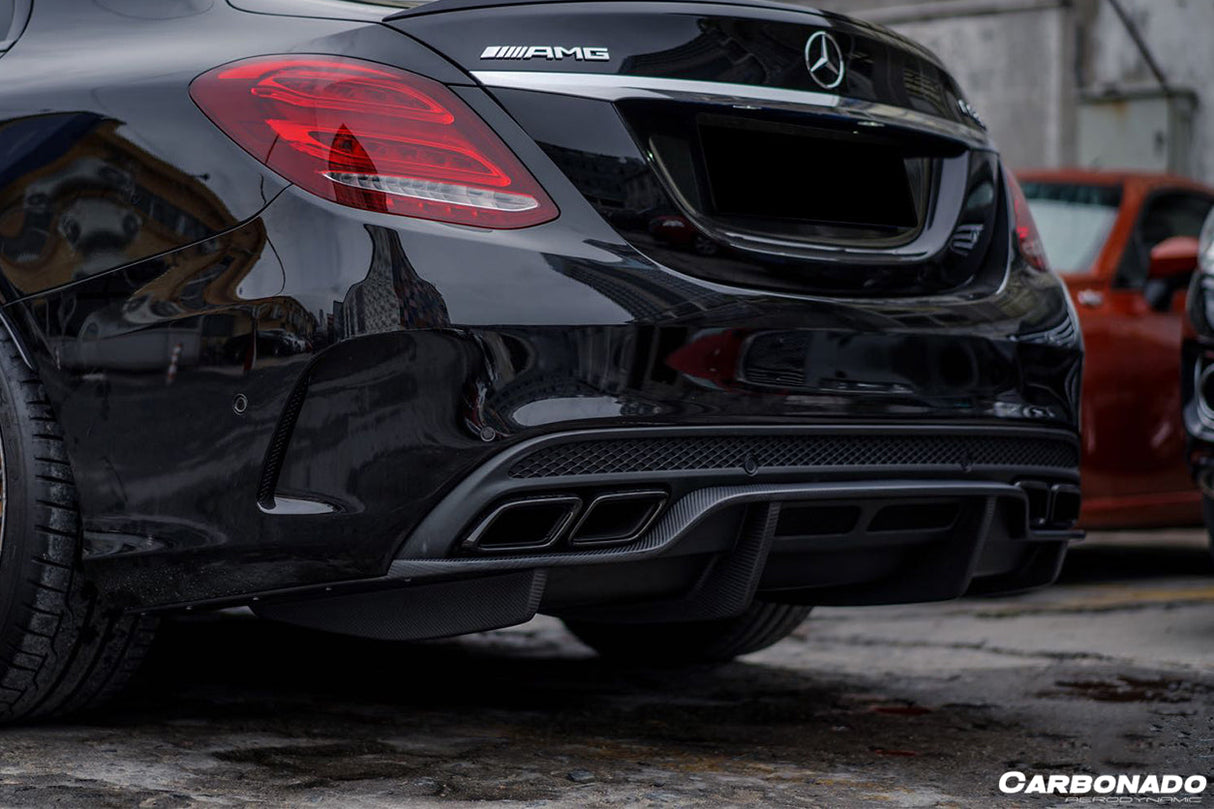 2015-2021 Mercedes Benz W205 C63  S AMG Sedan PS Style Rear Diffuser
