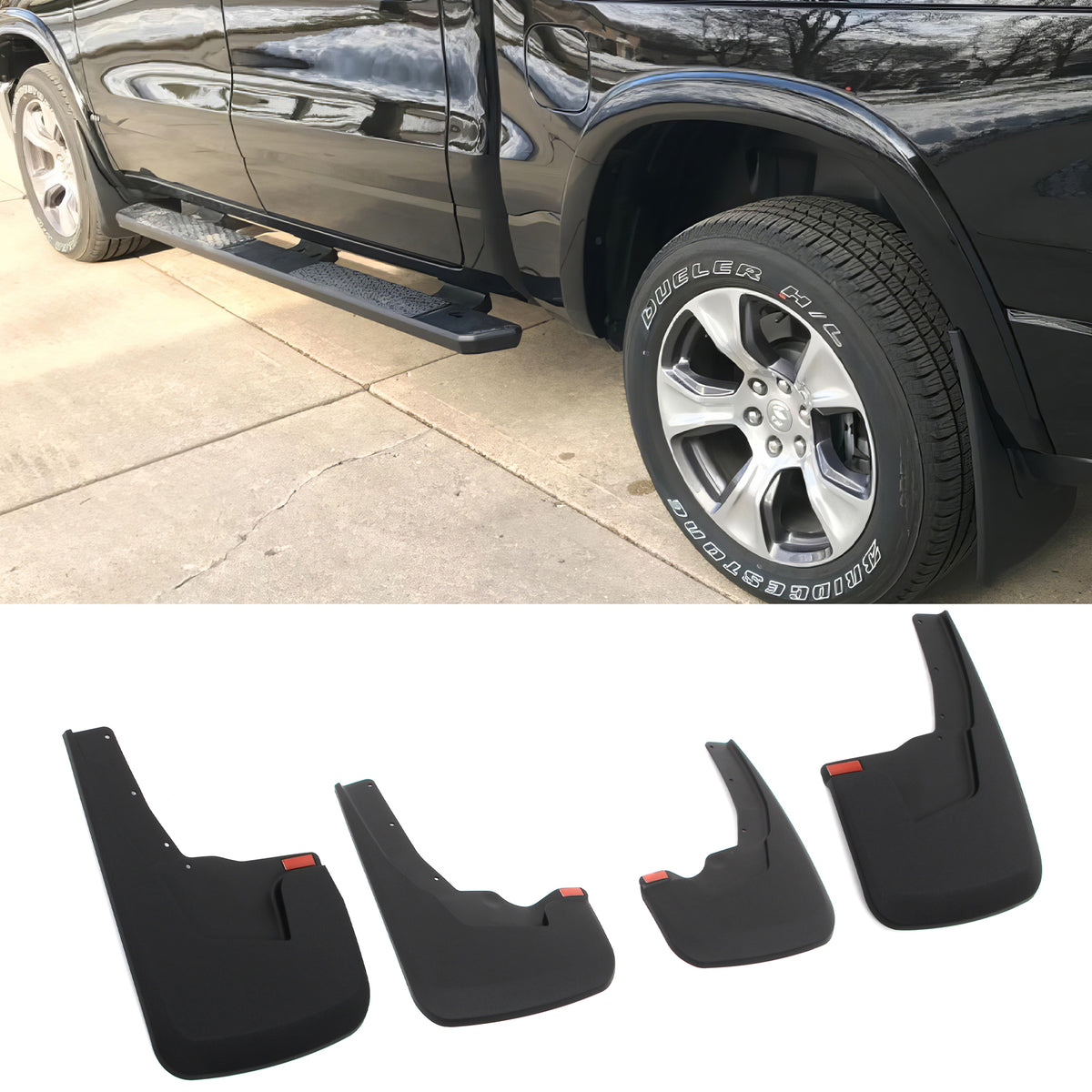 Mud Flaps for Dodge Ram 1500 2019-2024 w/o Fender Flares Textured PP 4PCS