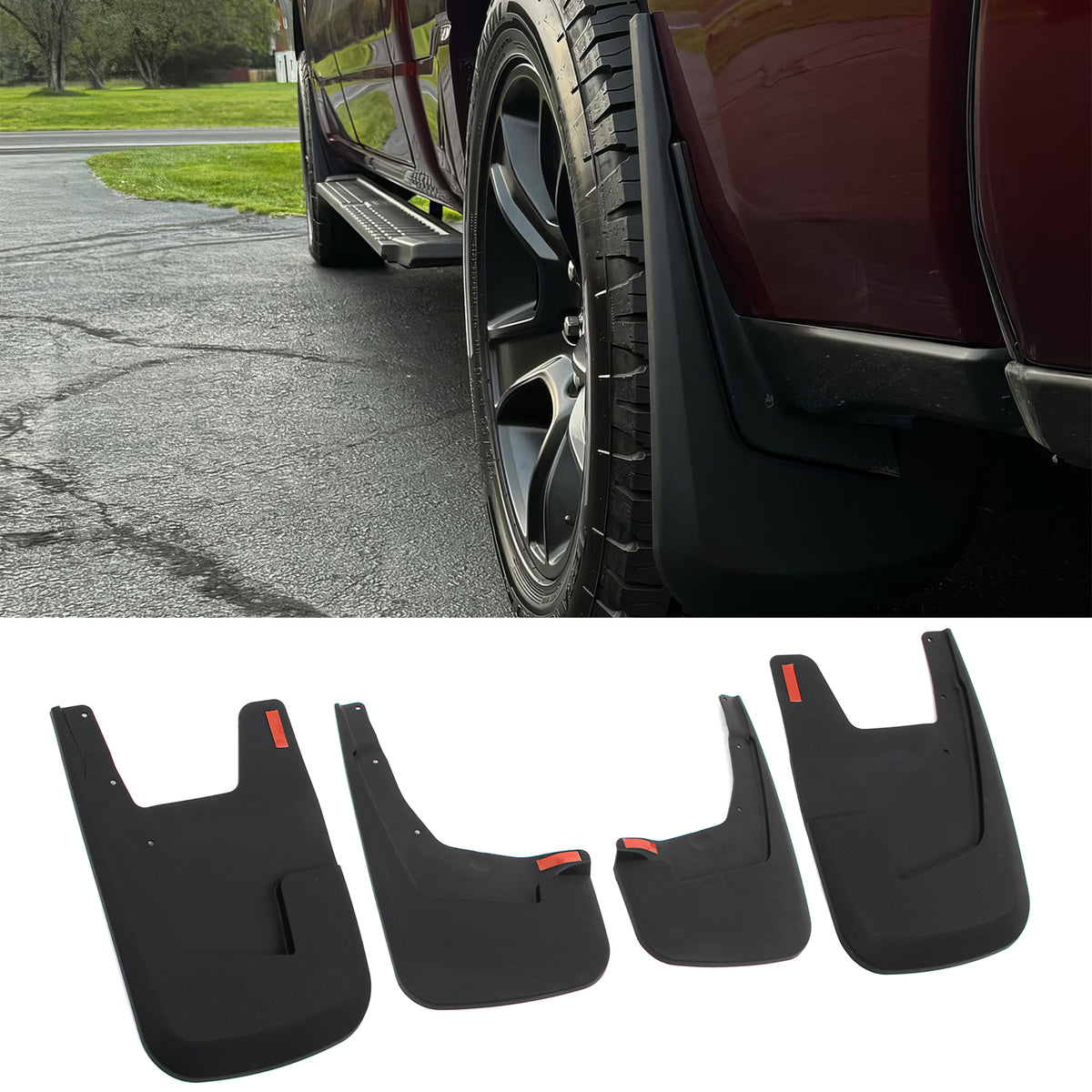 Mud Flaps for Dodge Ram 1500 2019-2024 w/o Fender Flares Textured PP 4PCS