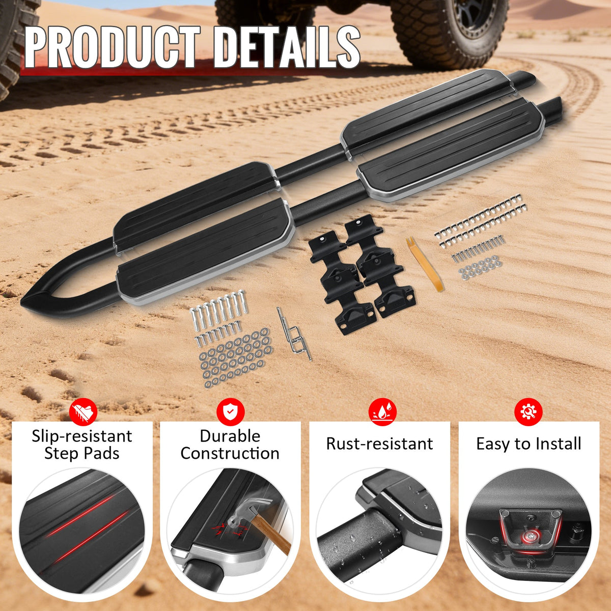 2020-2026 Land Rover Defender 110 130 OE Style Aluminum Side Step Running Boards Nerf Bars Rubber Anti-slip Pad Silver