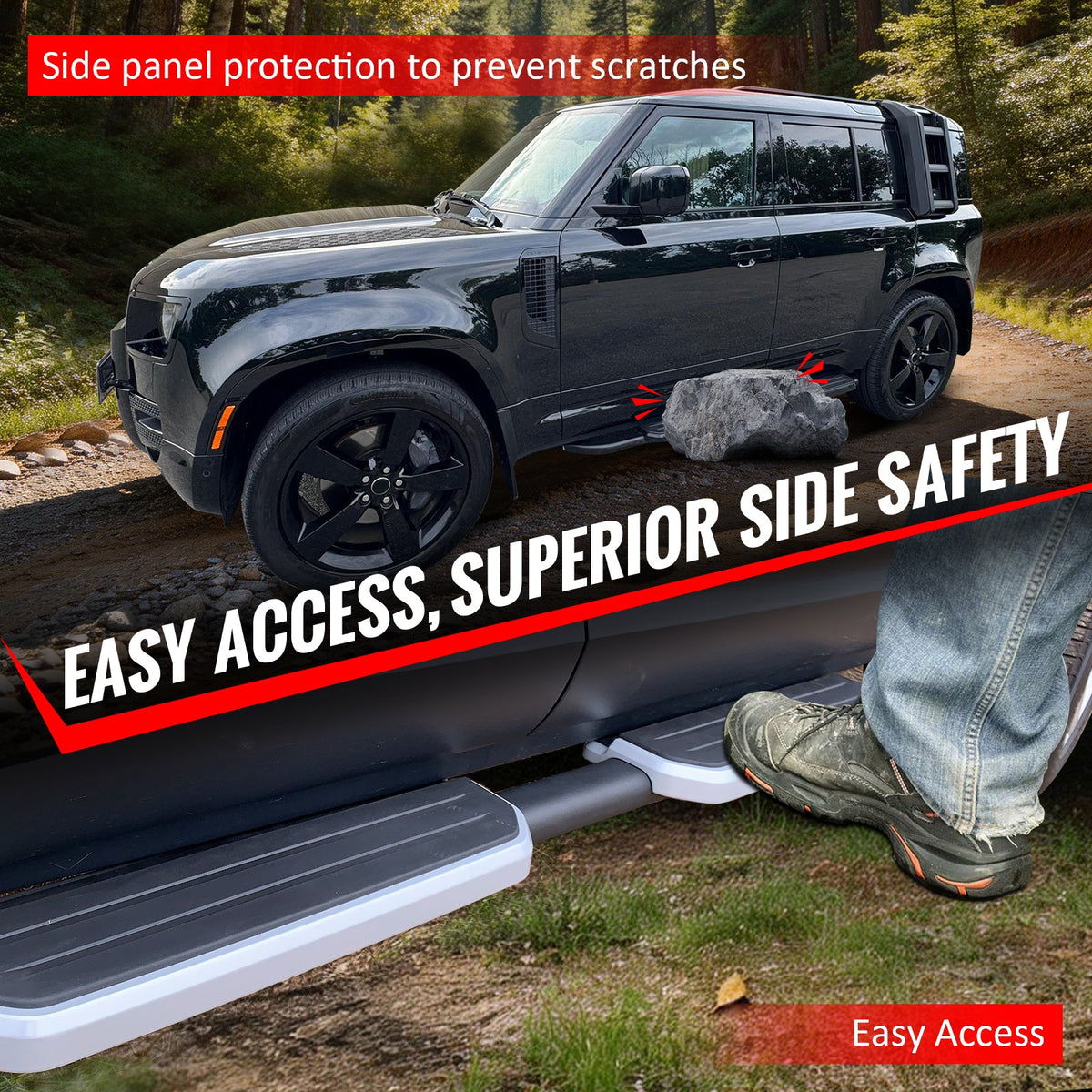 2020-2026 Land Rover Defender 110 130 OE Style Aluminum Side Step Running Boards Nerf Bars Rubber Anti-slip Pad Silver