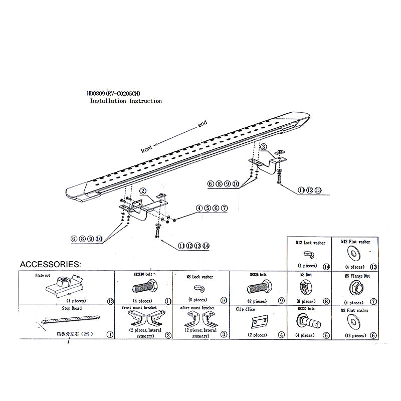 2007-2012 Toyota RAV4 OE Style Black Silver Running Board Aluminum