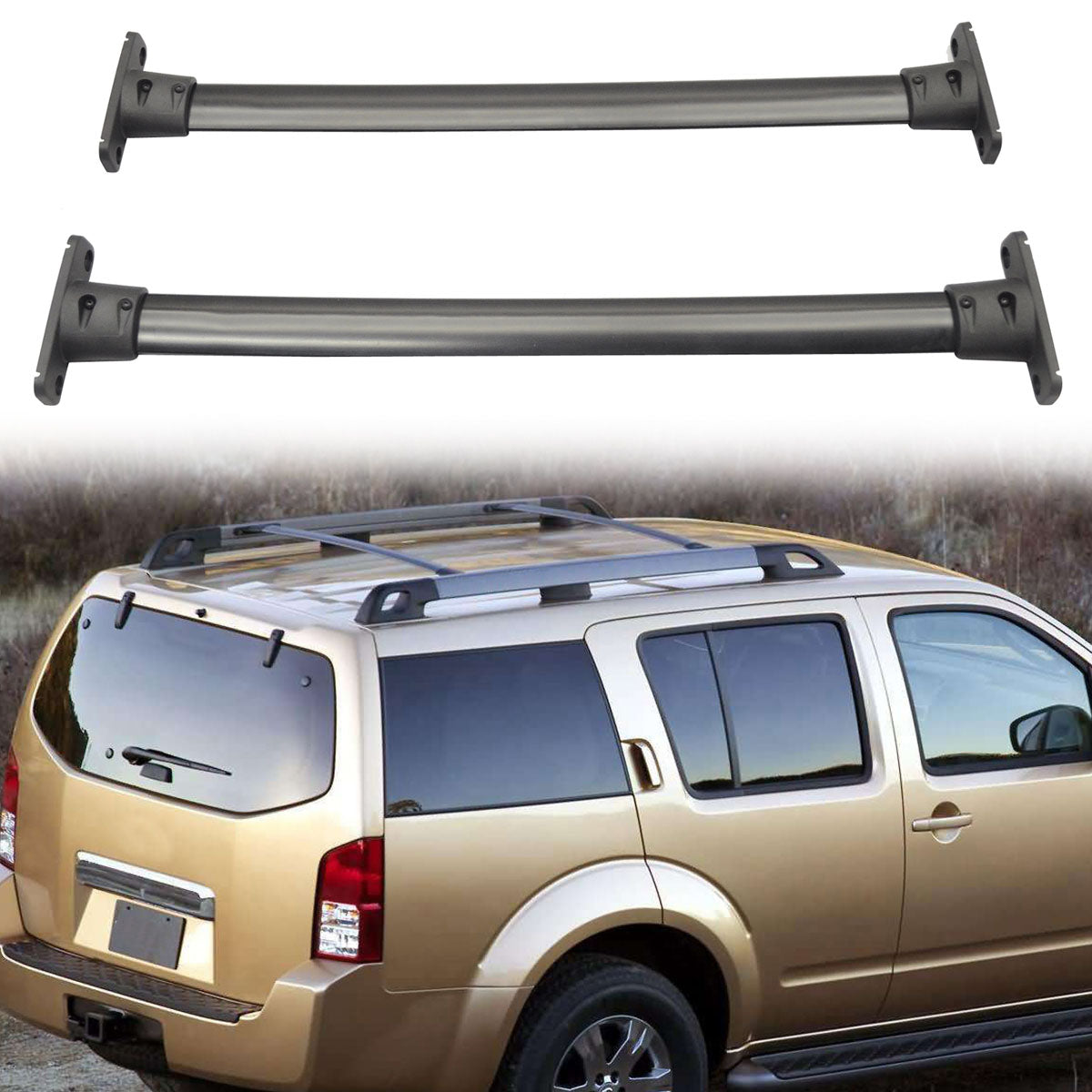 Roof Rack Cross Bar for Nissan Pathfinder 2005-2012 Black 2PC