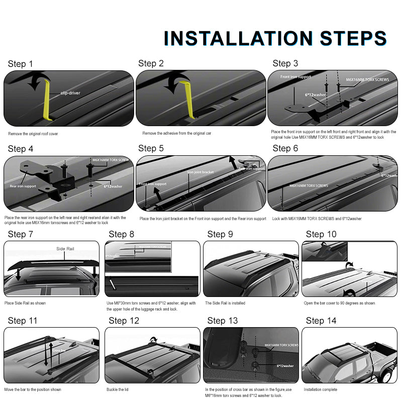 Roof Rack for Toyota Tacoma Crew Cab 2024-2026 OE V2 Style w/ Slide Rail