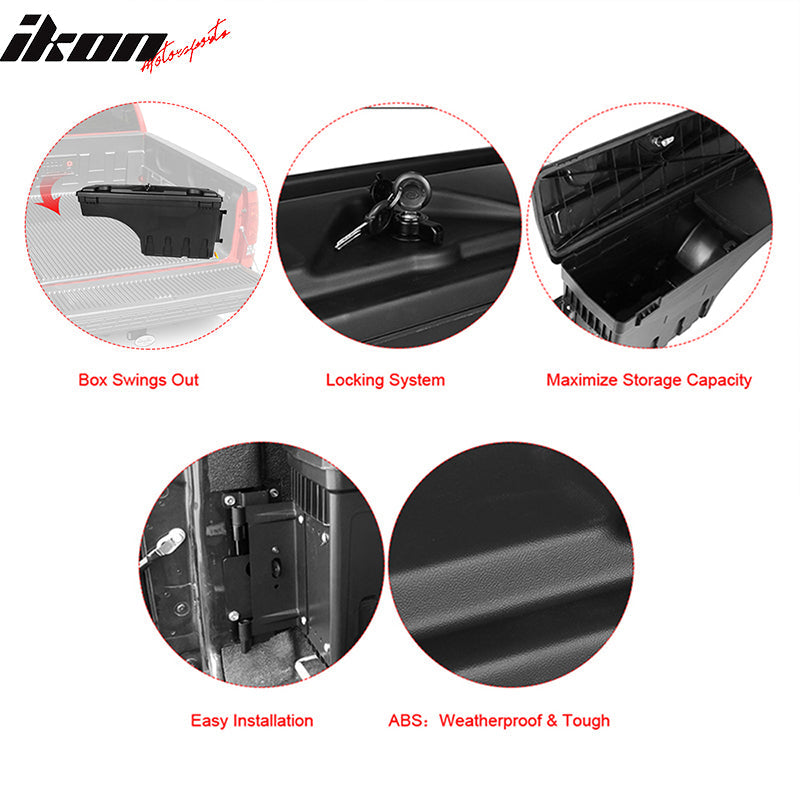 2015-2023 Ford F-150 Black Truck Bed Storage Box Passenger Side ABS