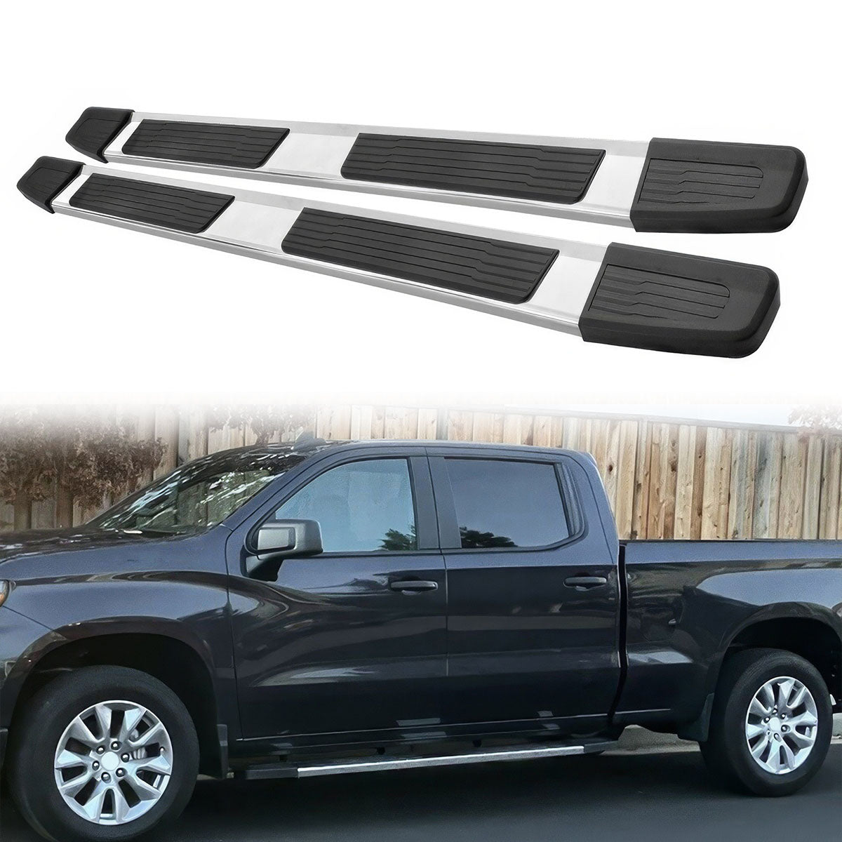 2019-2024 Chevy Silverado Sierra 1500 OE S6 Style Black Running Boards