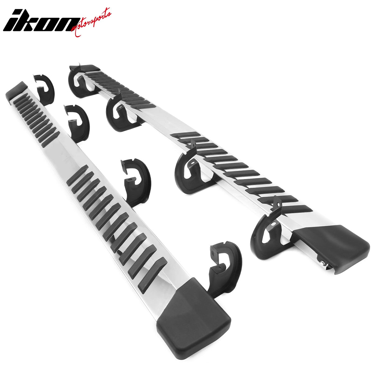 2004-2014 Ford F-150 F150 SuperCrew Cab (Crew Cab) 6" Rectangular Running Boards Side Step Nerf Bars OE Style PP Step Pad Stainless Steel Black Silver