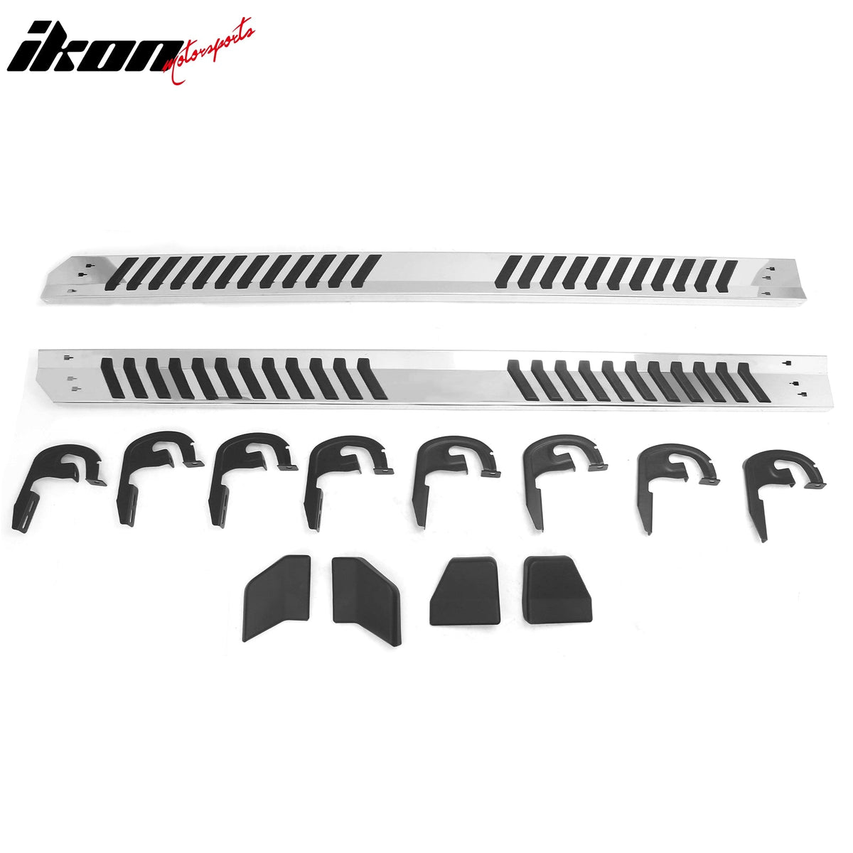 2004-2014 Ford F-150 F150 SuperCrew Cab (Crew Cab) 6" Rectangular Running Boards Side Step Nerf Bars OE Style PP Step Pad Stainless Steel Black Silver
