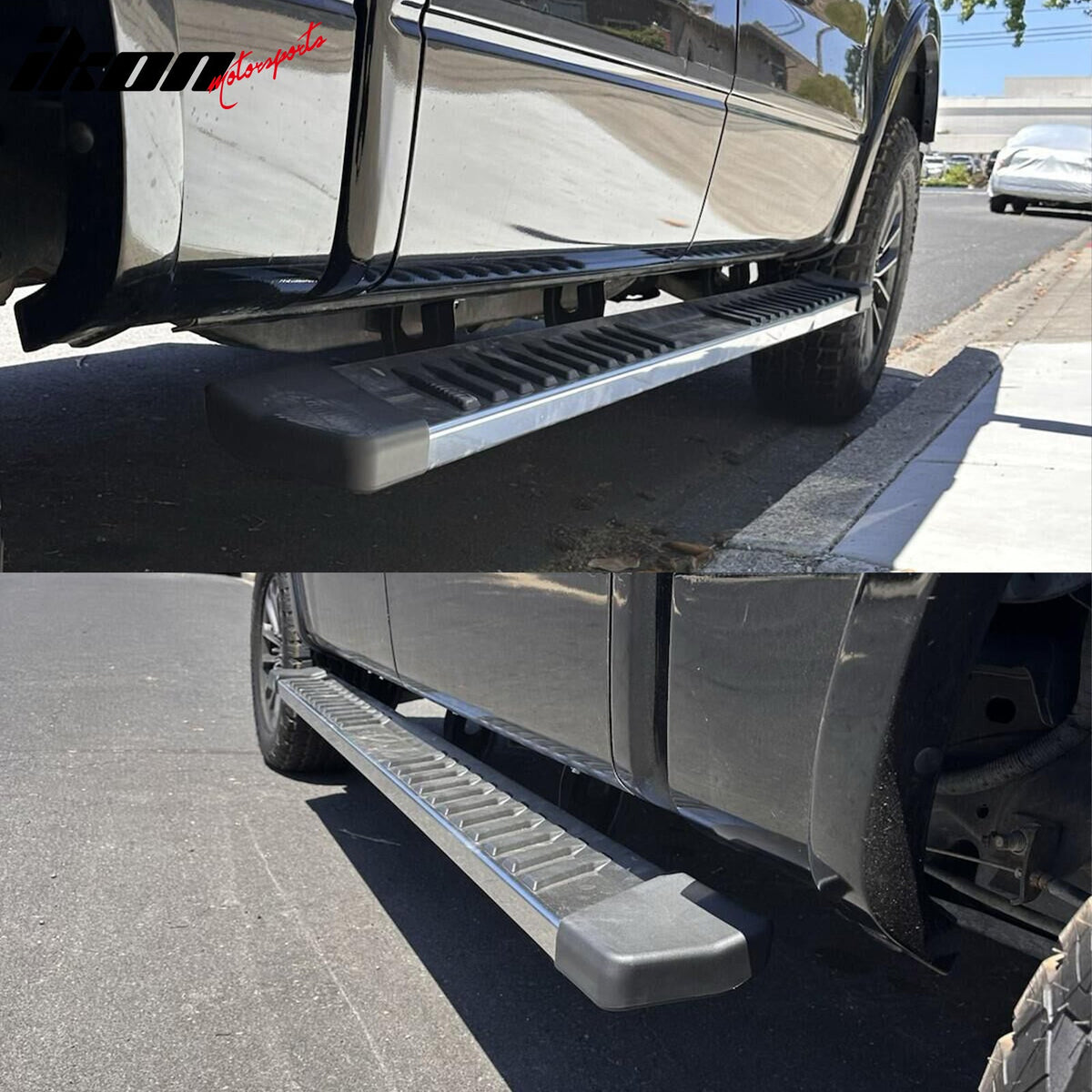 2004-2014 Ford F-150 F150 SuperCrew Cab (Crew Cab) 6" Rectangular Running Boards Side Step Nerf Bars OE Style PP Step Pad Stainless Steel Black Silver