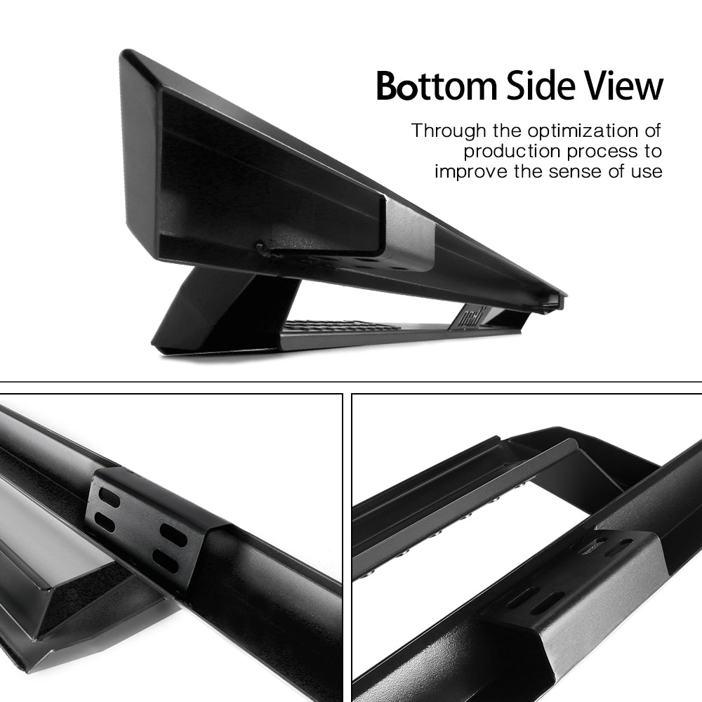 2007-2018 Chevy Silverado GMC Sierra IKON V1 Black Running Board Steel
