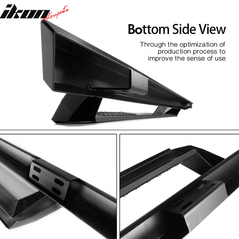 2005-2022 Toyota Tacoma Double Cab IKON V1 Black Running Boards Steel