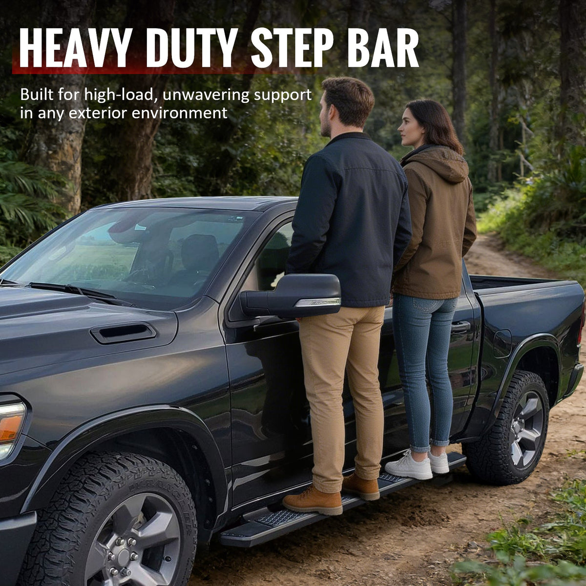 2015-2026 Ford F-150 & 2017-2026 F-250 F-350 F-450 Super Duty SuperCrew Cab 6.3" Rectangular Running Boards Side Step Nerf Bars Raptor Style Steel