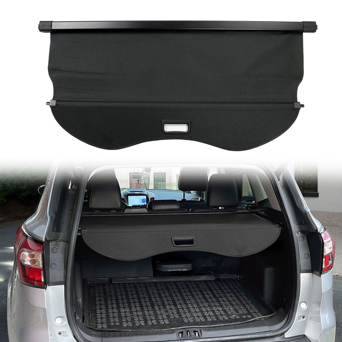 Rear Cargo Cover for Ford Escape 4DR 2013-2019 Black PVC Aluminum Rod