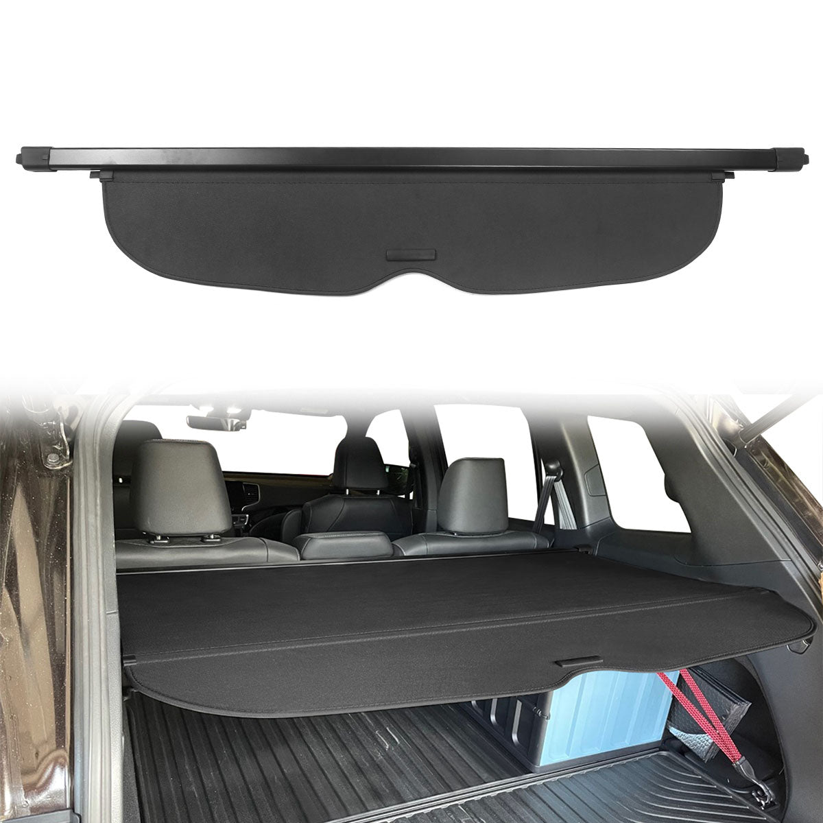 2019-2025 Honda Passport Black Trunk Cargo Cover PVC Aluminum Rod