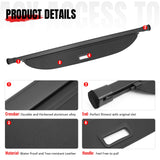 Rear Cargo Cover Shade for Hyundai Palisade 2026 Leather Style Black Trunk Luggage Shield PVC& Aluminum Rod