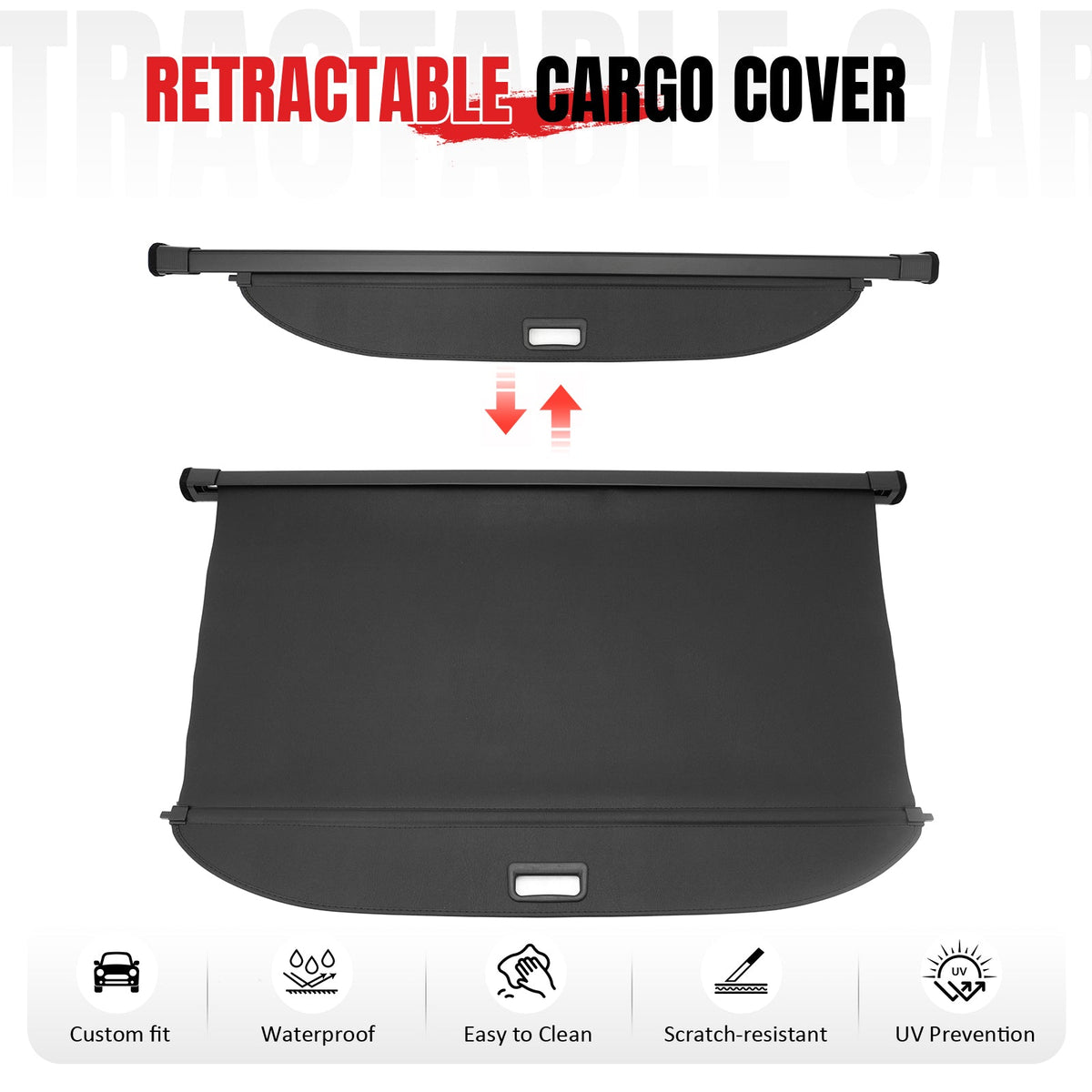 Rear Cargo Cover Shade for Hyundai Palisade 2026 Leather Style Black Trunk Luggage Shield PVC& Aluminum Rod