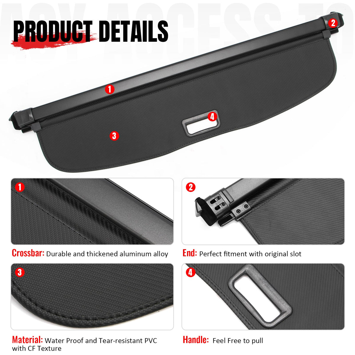 Retractable Rear Cargo Cover Shade for Mazda CX-5 2026 Carbon Fiber Style