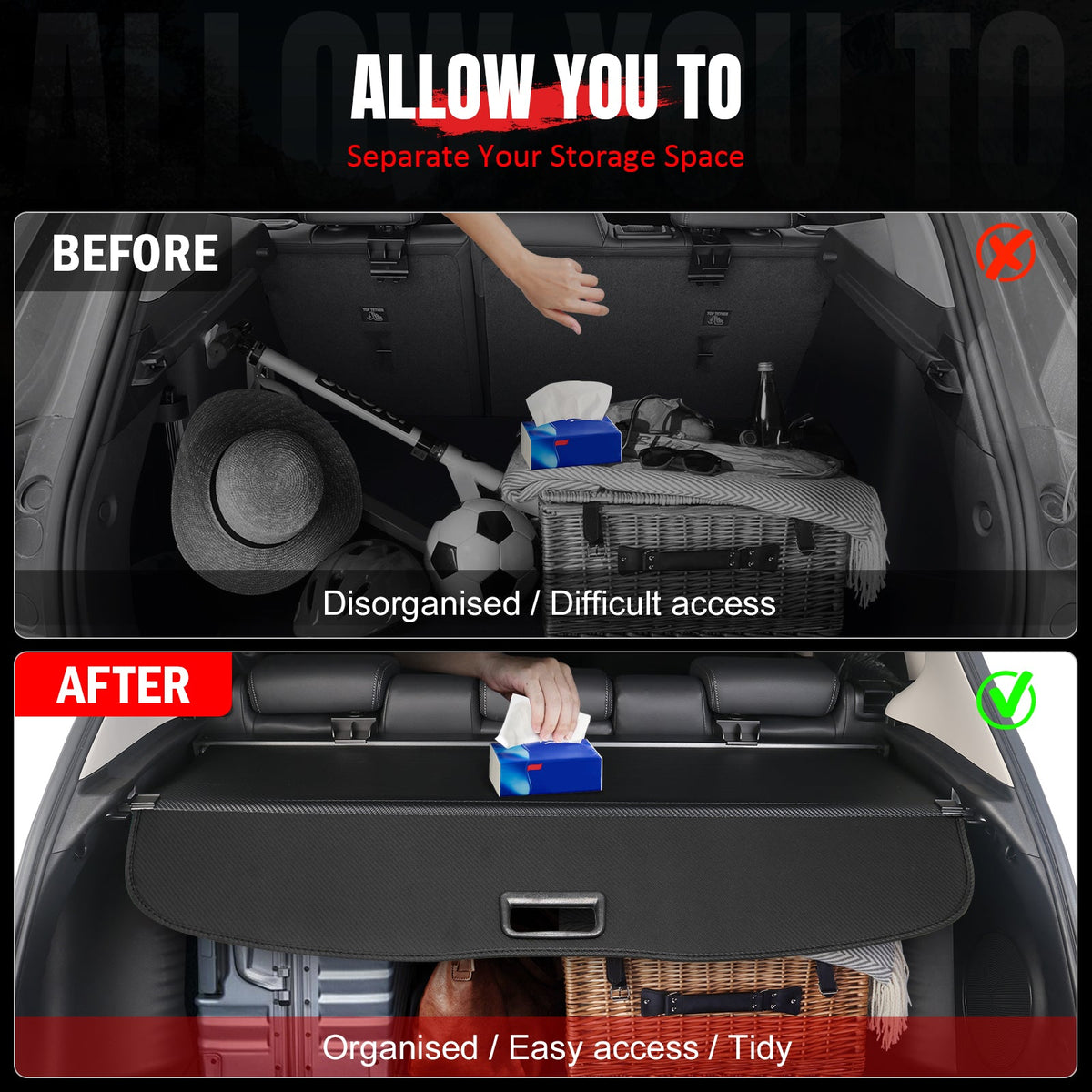 Retractable Rear Cargo Cover Shade for Mazda CX-5 2026 Carbon Fiber Style