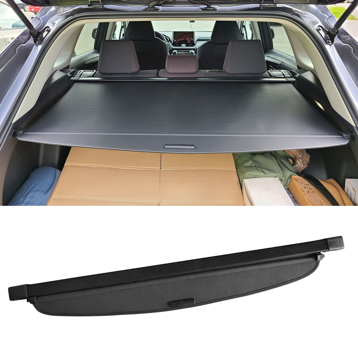 2019-2024 Toyota RAV4 & RAV4 Prime Black Cargo Cover Vinly Aluminum