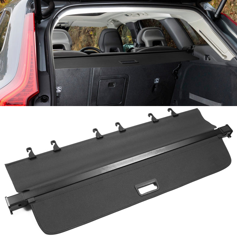 Rear Trunk Cargo Cover for Volvo XC60 2018-2026 Black PVC Aluminum Rod