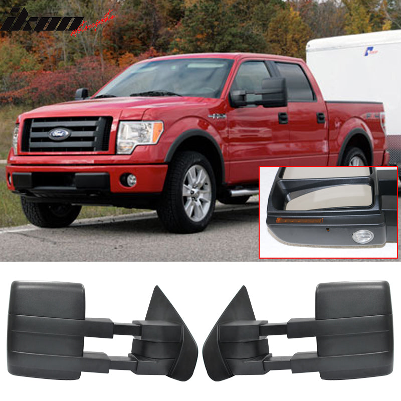 2007-2014Â F150 Tow Mirrors Power Heated Turn Signal Puddle Light 2PC