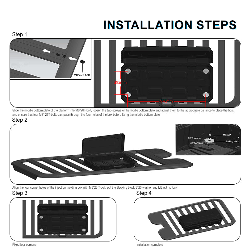 45X22X10" Universal Pickup Truck Tool Box Storage Case Black PP - 120L