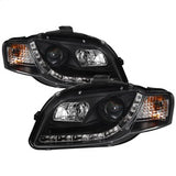 Spyder Signature Audi A4/A4 Quattro 06-08 Halogen Model Only DRL LED Projector Headlights Not Compatible With Xenon/HID Model Black