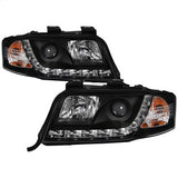 Spyder Signature Audi A6/A6 Quattro 02-04 Not For Use w/Xenon/HID Models DRL LED Projector Headlights Halogen Model Only Black
