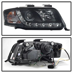 Spyder Signature Audi A6/A6 Quattro 02-04 Not For Use w/Xenon/HID Models DRL LED Projector Headlights Halogen Model Only Black