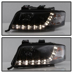 Spyder Signature Audi A6/A6 Quattro 02-04 Not For Use w/Xenon/HID Models DRL LED Projector Headlights Halogen Model Only Black