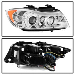 Spyder Signature BMW 323i/325i/325xi/328i/328xi/330i/330xi/335i/335xi 06-08 Chrome Halo Amber Projector Headlights