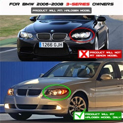 Spyder Signature BMW 323i/325i/325xi/328i/328xi/330i/330xi/335i/335xi 06-08 Chrome Halo Amber Projector Headlights