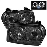 Spyder Signature Chrysler 300 05-08 Uses T10 LED Ultra White LED Bulb Dual Halo LED Projector Headlights Smoke