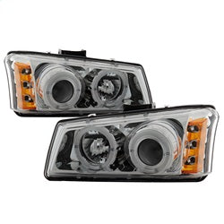Spyder Signature Chevrolet Avalanche 1500/2500 / Silverado 1500/1500 HD/1500 HD Classic/2500/2500 HD/3500 02-06 Halo LED Projector Headlights Amber Reflector Chrome