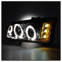 Spyder Signature Chevrolet Avalanche 1500/2500 / Silverado 1500/1500 HD/1500 HD Classic/2500/2500 HD/3500 02-06 Halo LED Projector Headlights Amber Reflector Chrome