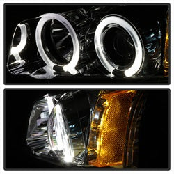 Spyder Signature Chevrolet Avalanche 1500/2500 / Silverado 1500/1500 HD/1500 HD Classic/2500/2500 HD/3500 02-06 Halo LED Projector Headlights Amber Reflector Chrome