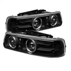 Spyder Signature Chevrolet Silverado 1500/Silverado 1500 HD/Silverado 2500/Silverado 2500 HD/Silverado 3500/Suburban 1500/Suburban 2500/Tahoe 99-02 Black Halo LED Projector Headlights