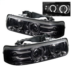 Spyder Signature Chevrolet Silverado 1500/Silverado 1500 HD/Silverado 2500/Silverado 2500 HD/Silverado 3500/Suburban 1500/Suburban 2500/Tahoe 99-02 Uses T10 LED Ultra White LED Bulb Halo LED Projector Headlights Smoke