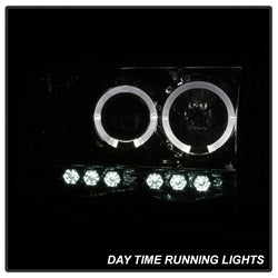 Spyder Signature Dodge Ram 1500/Ram 2500/Ram 3500 02-05 Uses T10 LED Ultra White LED Bulb Halo LED Projector Headlights Smoke