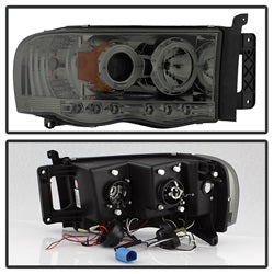Spyder Signature Dodge Ram 1500/Ram 2500/Ram 3500 02-05 Uses T10 LED Ultra White LED Bulb Halo LED Projector Headlights Smoke