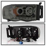 Spyder Signature Dodge Ram 1500/Ram 2500/Ram 3500 02-05 Uses T10 LED Ultra White LED Bulb Halo LED Projector Headlights Smoke