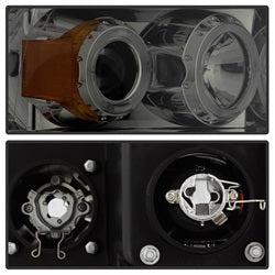 Spyder Signature Dodge Ram 1500/Ram 2500/Ram 3500 02-05 Uses T10 LED Ultra White LED Bulb Halo LED Projector Headlights Smoke