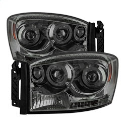 Spyder Signature Dodge Ram 1500/Ram 2500/Ram 3500 06-08 Uses T10 LED Ultra White LED Bulb Halo LED Projector Headlights Smoke