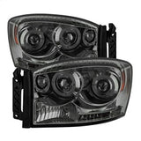 Spyder Signature Dodge Ram 1500/Ram 2500/Ram 3500 06-08 Uses T10 LED Ultra White LED Bulb Halo LED Projector Headlights Smoke