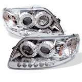 Spyder Signature Ford Expedition/F-150 97-02 1 pc. Halo LED Projector Headlights High 9005 And Low H3 Amber Reflector Chrome